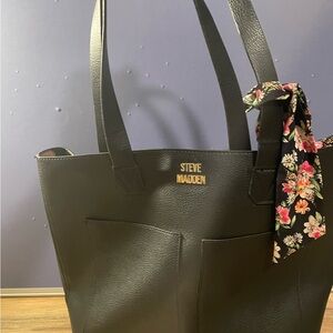 Steve Madden Black Tote with Floral Scarf